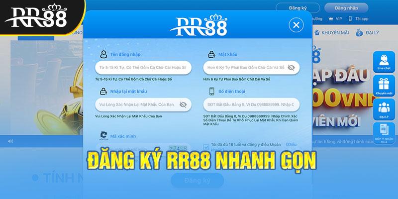 3+ bước lập account RR88 